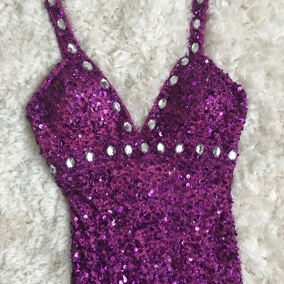 Purple Scala Sequined Prom Dress 💐 - Picture 2 of 6